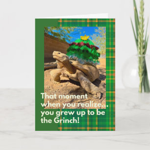 Carte Drôle et Festif Grinch Tortue Sulcata de Fêtes