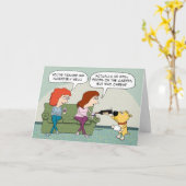 Carte Drôle et mignon chien servant l'amitié des vins (Fleur jaune)