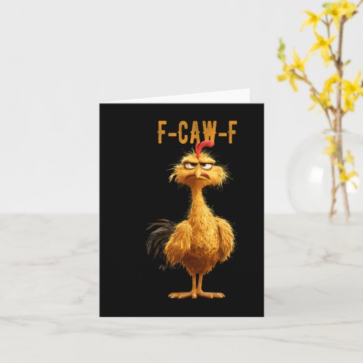 Carte Drôle F-caw-f poulet, Fcawf poulet (Fleur jaune)