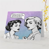 Carte Drôle femmes rétro (Fleur jaune)