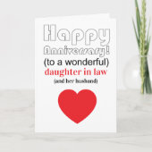 Carte drôle fille en droit et fils anniversaire mariage (Devant)