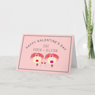 Carte Drôle Galentines Day Meilleure amie Noms Cœurs Ros