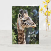 Carte Drôle Giraffe Fête des Mères, du mignon ! n° 2 (Fleur jaune)