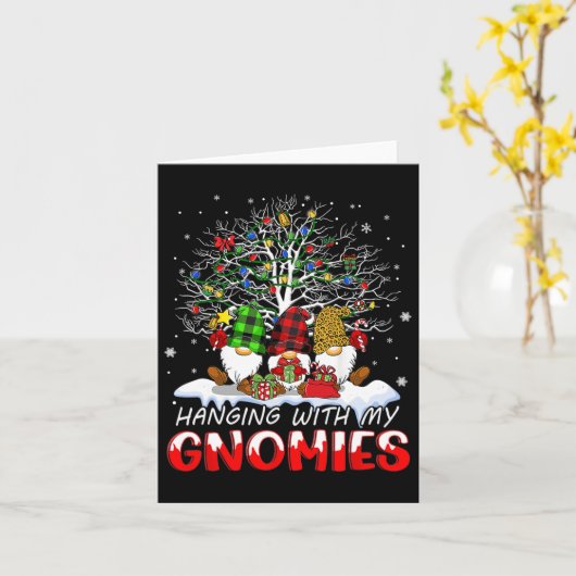Carte Drôle Gnome de Noël pendre avec mes Gnomies Fami (Fleur jaune)