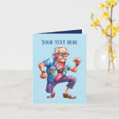 Carte drôle grincheux vieil homme ajouter un message (Fleur jaune)