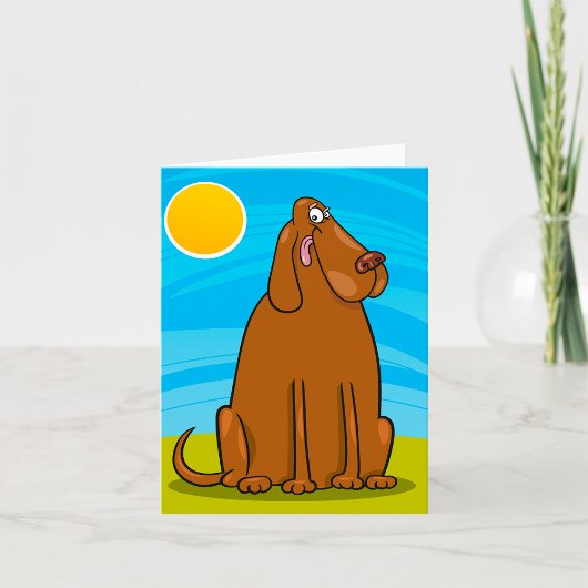 Carte Drôle gros chien Brown assis au soleil