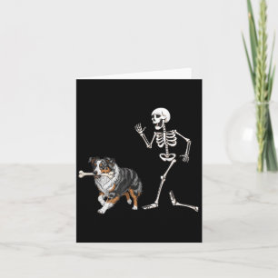 Carte Drôle Halloween Berger Australien Et Squelette