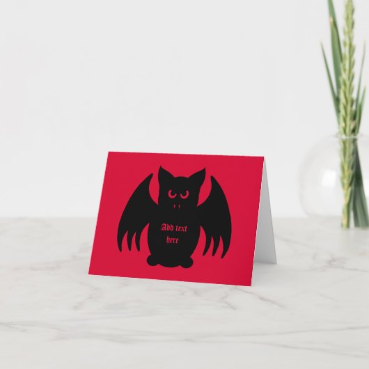Carte Drôle Halloween chauve-souris noir vampire sur rou (Devant)