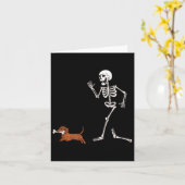 Carte Drôle Halloween Dachshund Et Skeleton (Fleur jaune)