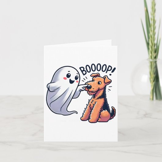 Carte Drôle Halloween Ghost Airedale Terrier Boop Lazy C (Devant)