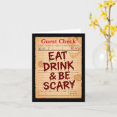 Carte Drôle Halloween Guest Check Manger Boire Et Être E (Fleur jaune)