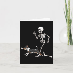 Carte Drôle Halloween Rat Terrier Et Squelette