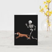Carte Drôle Halloween Rhodesian Ridgeback Et Skeleton (Fleur jaune)