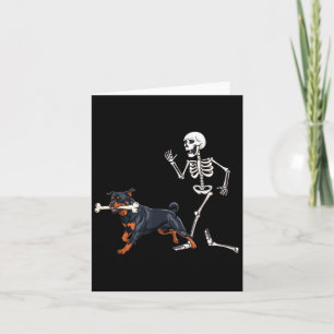 Carte Drôle Halloween Rottweiler Et Skeleton