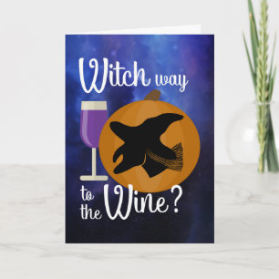 Carte Drôle Halloween sorcière chemin vers le Citrouille