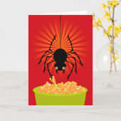 Carte Drôle Halloween Spider voler Corn de bonbons (Fleur jaune)