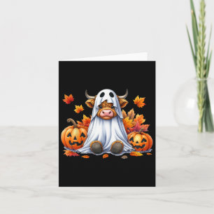 Carte Drôle Halloween Vache fantôme Citrouille Éffrayant