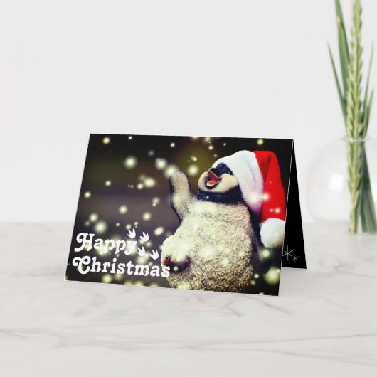 Carte Drôle Happy Père Noël Penguin&Joyeux Noël unique (Devant)