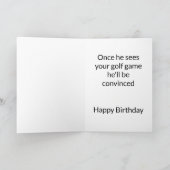Carte drôle heureux anniversaire souhait à frère de golf (Intérieur)