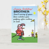 Carte drôle heureux anniversaire souhait à frère de golf (Fleur jaune)