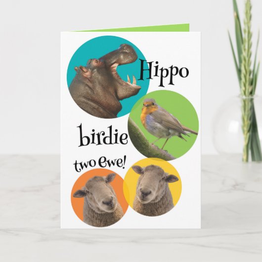 Carte Drôle Hippo Birdie Deux Ewe Anniversaire (Devant)