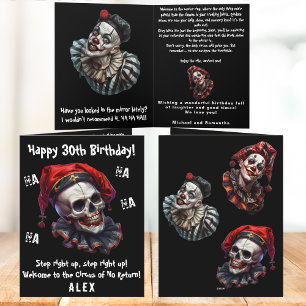 Carte Drôle Horreur Malin Cirque Clowns Dark 30e anniver