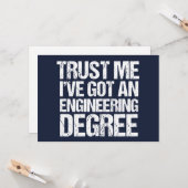 Carte Drôle Ingénieur Diplôme Ingénieur (Devant/Arrière en situation)