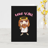 Carte Drôle Jesus Christ Chibi Christian Cartoon (Fleur jaune)