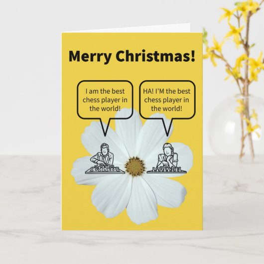 Carte Drôle jeu d'échecs noix de Noël (Fleur jaune)