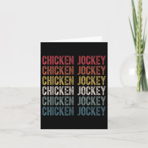 Carte Drôle Jockey de poulet empilé Répétition Font Fun