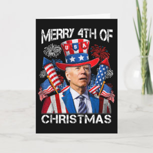 Carte Drôle Joe Biden Joyeux 4ème Noël 4 juillet