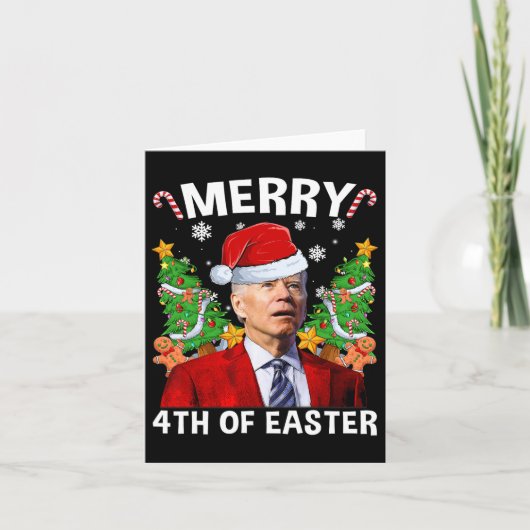 Carte Drôle Joe Biden Noël Santa Hat Joyeux 4e De E (Devant)