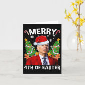 Carte Drôle Joe Biden Noël Santa Hat Joyeux 4e De E (Fleur jaune)