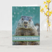 Carte Drôle Jour de la marmotte avec Jittery Furry Roden (Fleur jaune)