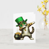 Carte Drôle Jour de la Saint Patrick Dabbing Chat St Pad (Fleur jaune)