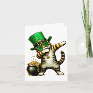 Carte Drôle Jour de la Saint Patrick Dabbing Chat St Pad