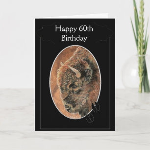 Carte Drôle Joyeux 60e Anniversaire Bison, Animaux de Bu