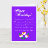 Carte drôle, joyeux anniversaire mère en droit (Fleur jaune)