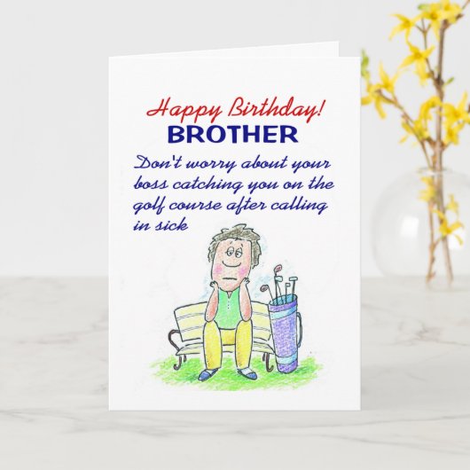 Carte drôle Joyeux anniversaire voeu golfer (Fleur jaune)