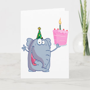 Carte drôle joyeux dessin d'éléphant d'anniversaire