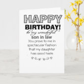 Carte drôle Joyeux fils d'anniversaire en droit (Fleur jaune)