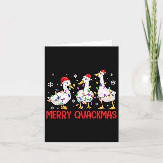 Carte Drôle Joyeux Quackmas Canard Santa Chapeau Noël Po (Devant)