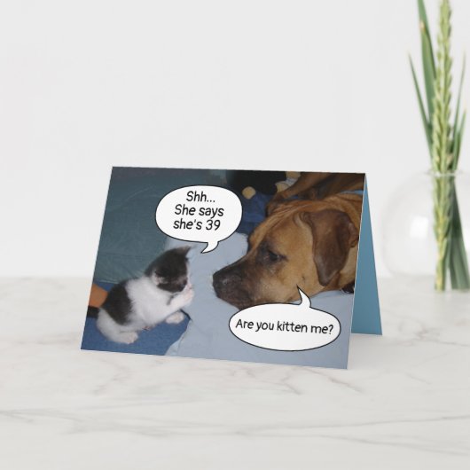 Carte Drôle Kitten et Chien 39e Anniversaire Vieillissem (Devant)