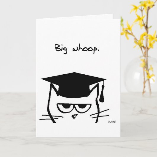 Carte Drôle - Le chat n'est pas impressionné (Fleur jaune)