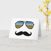 Carte Drôle Lunettes de soleil Retro avec Moustache (Fleur jaune)
