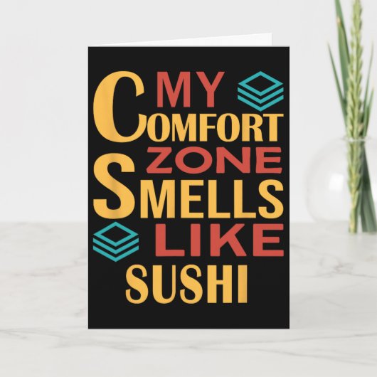 Carte Drôle Ma zone de confort sent le sushi (Devant)