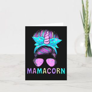 Carte Drôle Mamacorn Licorne Chignon Ébouriffé Maman Fêt