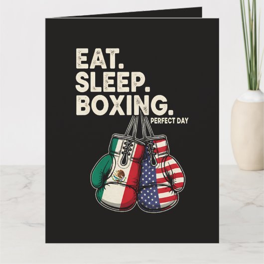 Carte Drôle Manger Dormir Répéter Boxe (Devant)