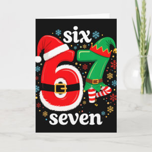 Carte Drôle Mème Six Sept 67 Elf 6 7 Père Noël de Noël P
