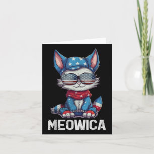 Carte Drôle Meowica Chat Patriotique Usa America Drapeau
